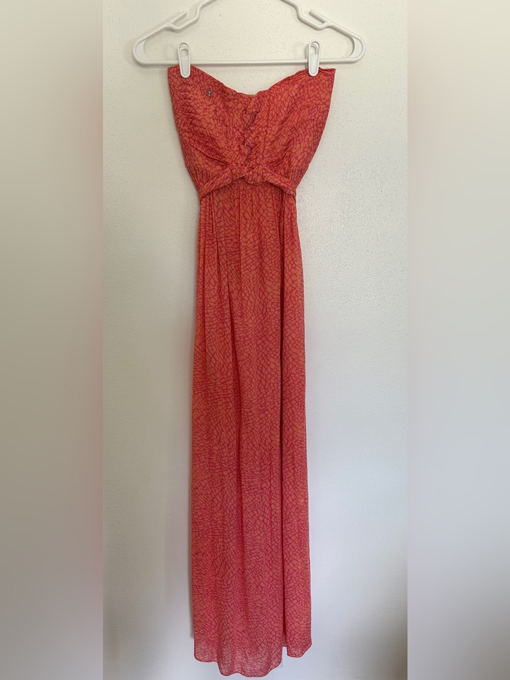 Pineapples Boutique Strapless Coral Pink Knot Front Maxi Dress Size Small